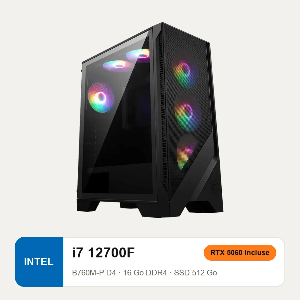 Config Intel Core i7 12700F + RTX 5060
